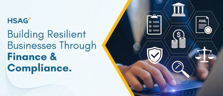 HSAG building resilient businesses through finance and compliance services with governance and regulatory icons